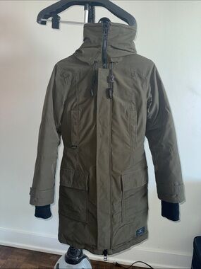 Women Olive Green Parka Jacket - Brand: TNA